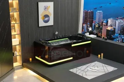Czarna Wanna z hydromasażem EB-869 prostokątna 180cmx88cmx65cm MASAŻ DŁONI HIT!