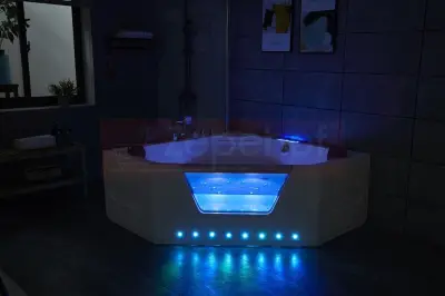 Wanna z hydromasażem LS-6025 narożna 150cmx150cmx59cm chromoterapia podgrzewacz