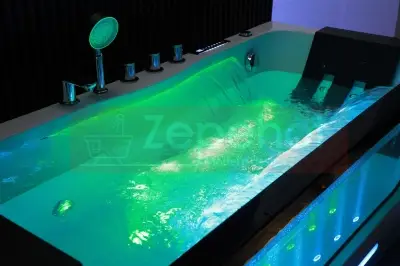 Obrotowe dysze wanna z hydromasażem EB-7066 prostokątna 170cmx78cmx61cm Wodospad LED x 2+Ambiente z podgrzewaczem+pilot