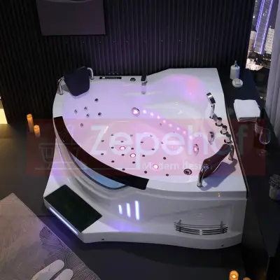 Wanna narożna z hydromasażem BS-608B 155cmx155cmx57cm DYSZE OBROTOWE+pilot