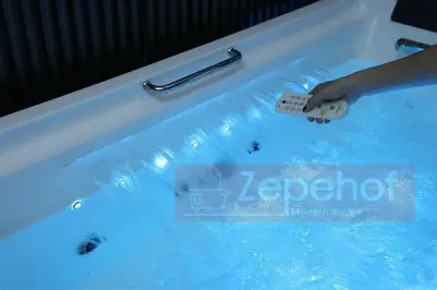 Wanna z hydromasażem EB-D873 LEWA prostokątna 185cmx120cmx65cm 2 DYSZE OBROTOWE, MASAŻ KARKU, WODOSPADY, PILOT