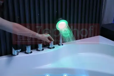 Wanna z hydromasażem EB-375 narożna 150cmx150cmx64cm + MASAŻ KARKU, DYSZE OBROTOWE+PILOT