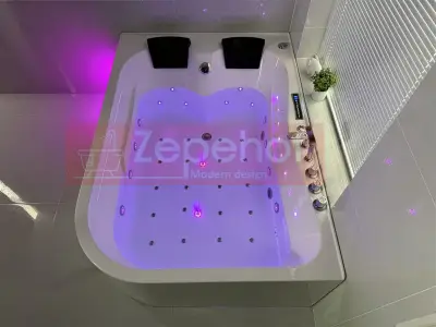 Wanna z hydromasażem LS-7001 PRAWA prostokątna 170cmx120cmx56cm 2-osobowa chromoterapia z podgrzewaczem