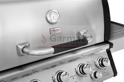 Grill gazowy Garmaz Premium Line MOC 24kW 6+1 palników + opiekacz + rożen elektryczny M61A65-SB-BB pokrętła LED