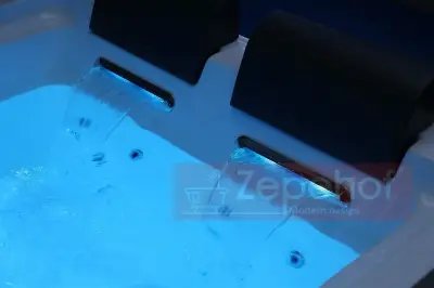Wanna z hydromasażem EB-D873 LEWA prostokątna 185cmx120cmx65cm 2 DYSZE OBROTOWE, MASAŻ KARKU, WODOSPADY, PILOT