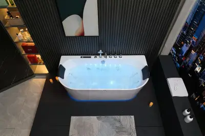 Wanna z hydromasażem EB-802 B prostokątna 150cmx75cmx60cm DYSZE OBROTOWE, PILOT