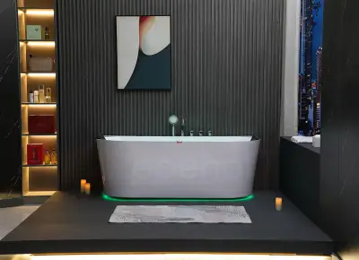 Wanna z hydromasażem EB-802 B prostokątna 150cmx75cmx60cm DYSZE OBROTOWE, PILOT