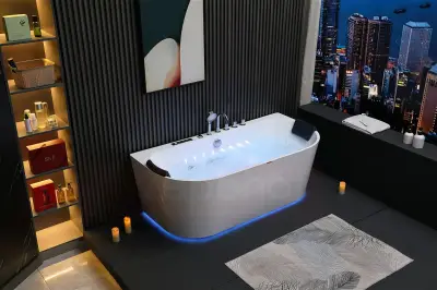 Wanna z hydromasażem EB-802 B prostokątna 150cmx75cmx60cm DYSZE OBROTOWE, PILOT