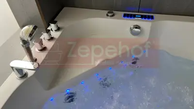 Wanna z hydromasażem C-487 narożna 150cmx150cmx58cm chromoterapia podgrzewacz