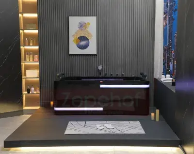 Czarna Wanna z hydromasażem EB-869 prostokątna 180cmx88cmx65cm MASAŻ DŁONI HIT!