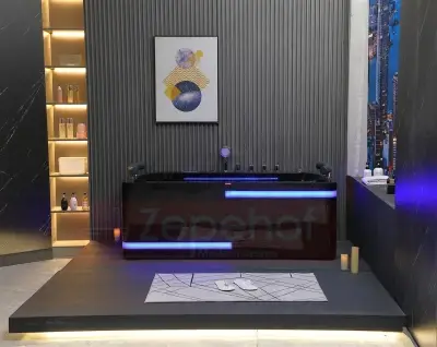Czarna Wanna z hydromasażem EB-869 prostokątna 180cmx88cmx65cm MASAŻ DŁONI HIT!