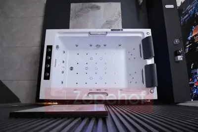 Wanna z hydromasażem EB-D873 PRAWA prostokątna 185cmx120cmx65cm 2 DYSZE OBROTOWE, MASAŻ KARKU, WODOSPADY, PILOT
