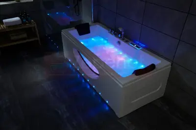 Wanna z hydromasażem LS-5010 prostokątna 180cmx80cmx57cm chromoterapia z podgrzewaczem