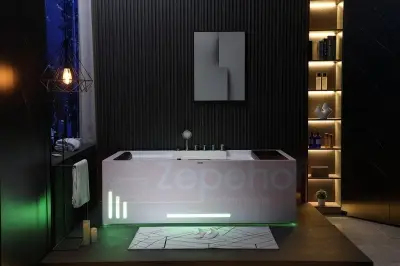 Wanna z hydromasażem EB-D628 L prostokątna 184cmx119cmx62cm 2+2 DYSZE OBROTOWE, MASAŻ KARKU, WODOSPAD, PILOT