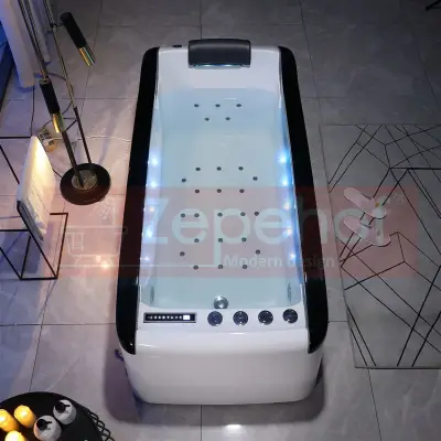 Wanna z hydromasażem EB-D034 prostokątna 187cmx90cmx75cm Wodospad LED x 2+Ambiente z podgrzewaczem+pilot