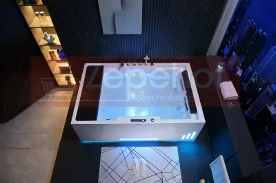 Wanna z hydromasażem EB-D628 R prostokątna 184cmx119cmx62cm 2+2 DYSZE OBROTOWE, MASAŻ KARKU, WODOSPAD, PILOT