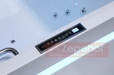 Wanna z hydromasażem EB-D873 LEWA prostokątna 185cmx120cmx65cm 2 DYSZE OBROTOWE, MASAŻ KARKU, WODOSPADY, PILOT