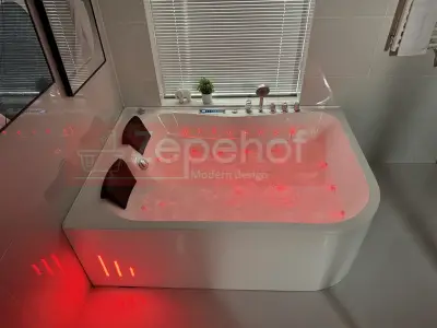 Wanna z hydromasażem LS-7001 PRAWA prostokątna 170cmx120cmx56cm 2-osobowa chromoterapia z podgrzewaczem