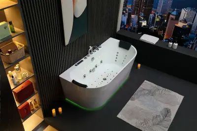 Wanna z hydromasażem EB-802 B prostokątna 150cmx75cmx60cm DYSZE OBROTOWE, PILOT