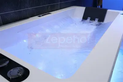 Dysze obrotowe Wanna z hydromasażem EB-033 prostokątna 170cmx90cmx60cm Wodospad +Ambiente z podgrzewaczem+pilot