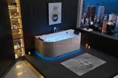 Wanna z hydromasażem EB-802 prostokątna 150cmx75cmx61cm DYSZE OBROTOWE, WODOSPADY, PILOT