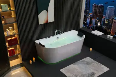 Wanna z hydromasażem EB-802 B prostokątna 150cmx75cmx60cm DYSZE OBROTOWE, PILOT