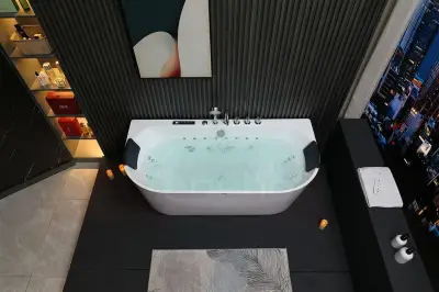 Wanna z hydromasażem EB-802 B prostokątna 150cmx75cmx60cm DYSZE OBROTOWE, PILOT