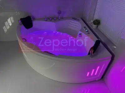 Wanna z hydromasażem C-3088 narożna 150cmx150cmx59cm chromoterapia podgrzewacz