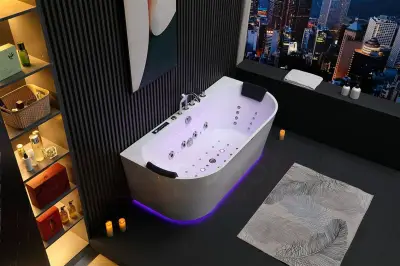 Wanna z hydromasażem EB-802 B prostokątna 150cmx75cmx60cm DYSZE OBROTOWE, PILOT