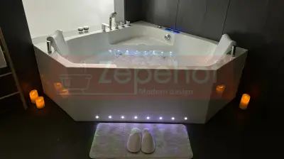 Wanna z hydromasażem C-487 narożna 150cmx150cmx58cm chromoterapia podgrzewacz