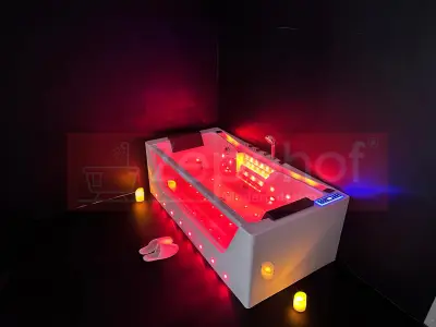 Wanna z hydromasażem C-477-170 prostokątna 170cmx85cmx58cm WODOSPAD+STRUMYK LED chromoterapia z podgrzewaczem