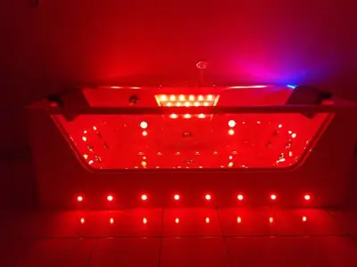 Wanna z hydromasażem C-477-170 prostokątna 170cmx85cmx58cm WODOSPAD+STRUMYK LED chromoterapia z podgrzewaczem
