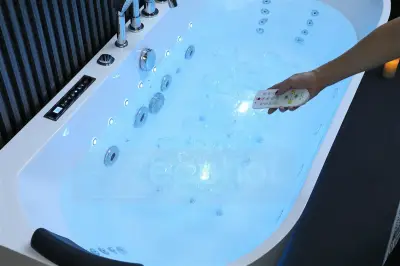 Wanna z hydromasażem EB-802 B prostokątna 150cmx75cmx60cm DYSZE OBROTOWE, PILOT