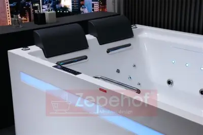 Wanna z hydromasażem EB-D873 PRAWA prostokątna 185cmx120cmx65cm 2 DYSZE OBROTOWE, MASAŻ KARKU, WODOSPADY, PILOT