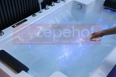 Wanna z hydromasażem EB-D874 prostokątna 184cmx120cmx68cm 2 osobowa, WODOSPADY, MASAŻ KARKU, PILOT