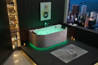 Wanna z hydromasażem EB-802 prostokątna 150cmx75cmx61cm DYSZE OBROTOWE, WODOSPADY, PILOT