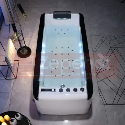 Wanna z hydromasażem EB-D034 prostokątna 187cmx90cmx75cm Wodospad LED x 2+Ambiente z podgrzewaczem+pilot