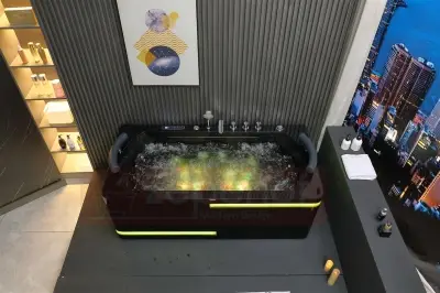 Czarna Wanna z hydromasażem EB-869 prostokątna 180cmx88cmx65cm MASAŻ DŁONI HIT!