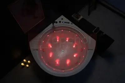 Wanna z hydromasażem EB-8005 narożna 150cmx150cmx64cm Wodospad z podgrzewaczem+pilot