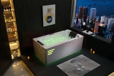 Dysze obrotowe Wanna z hydromasażem EB-033 prostokątna 170cmx90cmx60cm Wodospad +Ambiente z podgrzewaczem+pilot