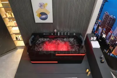 Czarna Wanna z hydromasażem EB-869 prostokątna 180cmx88cmx65cm MASAŻ DŁONI HIT!
