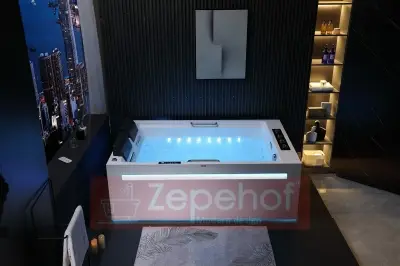 Wanna z hydromasażem EB-D873 PRAWA prostokątna 185cmx120cmx65cm 2 DYSZE OBROTOWE, MASAŻ KARKU, WODOSPADY, PILOT