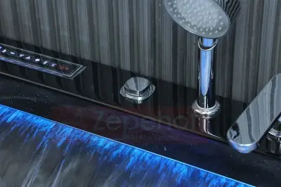 Czarna Wanna z hydromasażem EB-869 prostokątna 180cmx88cmx65cm MASAŻ DŁONI HIT!