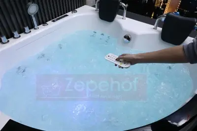 Wirujące dysze Wanna z hydromasażem EG-015 narożna 150cmx150cmx65cm spadające SOPLE LEDowe HIT!