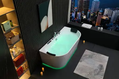 Wanna z hydromasażem EB-802 B prostokątna 150cmx75cmx60cm DYSZE OBROTOWE, PILOT