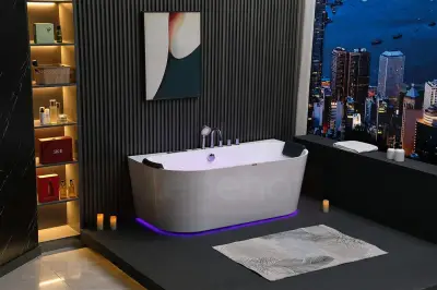 Wanna z hydromasażem EB-802 B prostokątna 150cmx75cmx60cm DYSZE OBROTOWE, PILOT