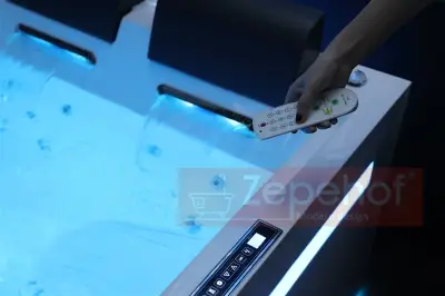 Wanna z hydromasażem EB-D873 LEWA prostokątna 185cmx120cmx65cm 2 DYSZE OBROTOWE, MASAŻ KARKU, WODOSPADY, PILOT