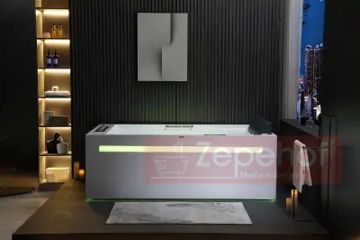 Wanna z hydromasażem EB-D873 LEWA prostokątna 185cmx120cmx65cm 2 DYSZE OBROTOWE, MASAŻ KARKU, WODOSPADY, PILOT