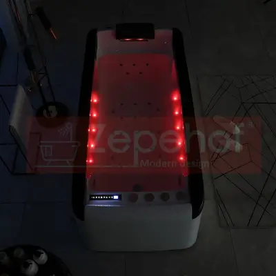 Wanna z hydromasażem EB-D034 prostokątna 187cmx90cmx75cm Wodospad LED x 2+Ambiente z podgrzewaczem+pilot