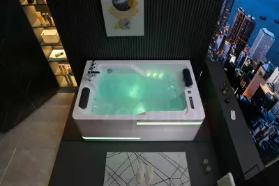 Wanna z hydromasażem K-700 dla 2-óch osób prostokątna 180cmx120cmx65cm DYSZE LEDOWE, PILOT